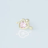 Pembe Zirkon Taşlı Kalp Figürlü Gold Kaplama Tragus thumbnail 2