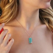 Turkuaz Mine İşli  Rose Gold Kaplama Night Gümüş Kolye thumbnail 1