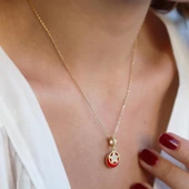 Kırmızı Mine İşli Hareketli Yıldız Gümüş Kolye thumbnail 4