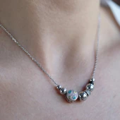 Zirkon Taşlı Charm Gümüş Kolye thumbnail 3