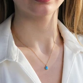 Opal Damla Modeli Gold Kaplama Gümüş Kolye thumbnail 1