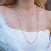 Kare Taş Sıralı Gold Kaplama Gümüş Kolye thumbnail 1