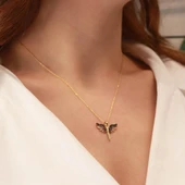 Mikail Meleği Zirkon Taşlı Gold Kaplama Gümüş Kolye thumbnail 2