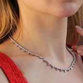 Renkli Taşlı Su Yolu Gümüş Kolye thumbnail 3