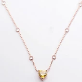 Sitrin Taşlı Rose Gold Kaplama Sevgili Kalp Gümüş Kolye thumbnail 2