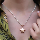 Rose Gold Kaplama Yıldız Gümüş Kolye thumbnail 1
