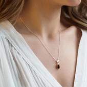 Kaplan Gözü Doğal Taş Gümüş Kolye thumbnail 1