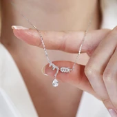 Yaprak Damla Taşlı Gümüş Kolye thumbnail 2