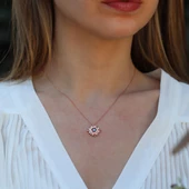 Mavi Zirkon Taşlı Rose Gold Kaplama Lodestar Gümüş Kolye thumbnail 1