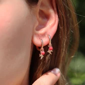 Doğal Mercan Taşlı Martı Rose Gold Kaplama Gümüş Küpe thumbnail 3