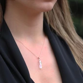 Mistik Topaz Taşlı Rose Gold Kaplama Cam Gümüş Kolye thumbnail 2