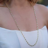 Kare Taş Sıralı Gold Kaplama Gümüş Kolye thumbnail 2