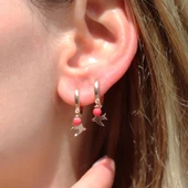 Doğal Mercan Taşlı Martı Rose Gold Kaplama Gümüş Küpe thumbnail 1