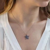 Renkli Zirkon Taşlı Yıldız Gümüş Kolye thumbnail 1