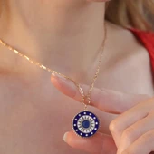 Trend Zincirli Gold Kaplama Güneş Gümüş Kolye thumbnail 2