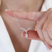 V Baget Modeli Gümüş Kolye thumbnail 2