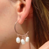 Barok İncili Rose Gold Kaplama Gümüş Küpe thumbnail 1