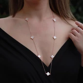 İkonik Alhambra Sedef Taşlı Rose Gold Kaplama Gümüş Kolye thumbnail 1