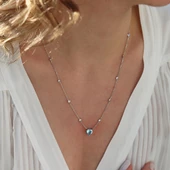 Aquamarin Taşlı Sevgili Kalp Gümüş Kolye thumbnail 4