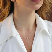 Mini Kalpli Kuvars Taşlı Gold Kaplama Gümüş Kolye thumbnail 1