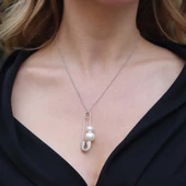 İnci İğne Zirkon Taşlı Gümüş Kolye thumbnail 1