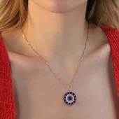 Trend Zincirli Gold Kaplama Güneş Gümüş Kolye thumbnail 3