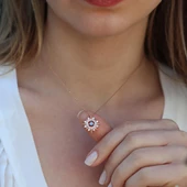 Mavi Zirkon Taşlı Rose Gold Kaplama Lodestar Gümüş Kolye thumbnail 3
