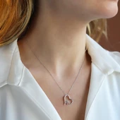 Kalp Kar Taneli 925 Ayar Gümüş Işıltı Kolye thumbnail 1