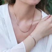 Rose Gold Kaplama İtalyan Zincir Gümüş Set thumbnail 1