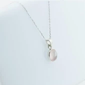 Pembe Kuvars Doğal Taş Gümüş Kolye thumbnail 2