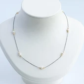 İncili Oksitli 925 Ayar Trend Gümüş Kolye thumbnail 3