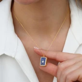 Lapis Taşlı Star Gümüş Kolye thumbnail 2