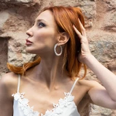 İnci Halka Gümüş Küpe - 1