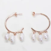 Barok İncili Rose Gold Kaplama Gümüş Küpe thumbnail 2