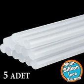 5 ADET İnce Mum Silikon 7.4 mm Çubuk Sıcak Silikon Hobi Süs Hediyelik Eşya Maket Yapıştırma Slikon - 1