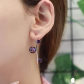 Ametist Taşlı Dal Model Rose Gold Kaplama Gümüş Küpe thumbnail 1