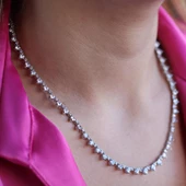 Kalpli Su Yolu Zirkon Taşlı Gümüş Kolye thumbnail 1