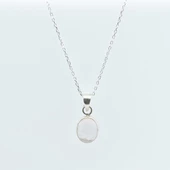 Pembe Kuvars Doğal Taş Gümüş Kolye thumbnail 3