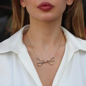 Flora Oksitli Gold Kaplama Gümüş Kolye thumbnail 1