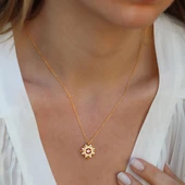 Pembe Zirkon Taşlı Gold Kaplama Lodestar Gümüş Kolye thumbnail 1