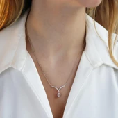 V Baget Modeli Gümüş Kolye thumbnail 1