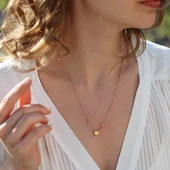 Sitrin Taşlı Rose Gold Kaplama Sevgili Kalp Gümüş Kolye thumbnail 1