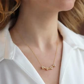 Aşk ve Şans Yoncası Zirkon Taşlı Gold Kaplama Gümüş Kolye thumbnail 2