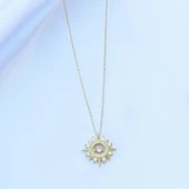 Pembe Zirkon Taşlı Gold Kaplama Lodestar Gümüş Kolye thumbnail 2