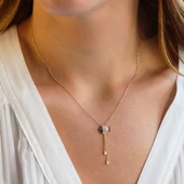 Zirkon Taşlı Sallantılı Balık Gold Kaplama Gümüş Kolye thumbnail 1