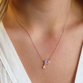 Lila Mine İşli Gezegen Kolye thumbnail 1