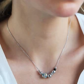 Zirkon Taşlı Charm Gümüş Kolye thumbnail 4