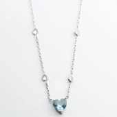 Aquamarin Taşlı Sevgili Kalp Gümüş Kolye thumbnail 2