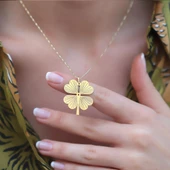 Gold Kaplama Yonca Gümüş Kolye thumbnail 1