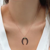 Şans Nalı Nazar Boncuklu Rose Gold Kaplama Gümüş Kolye thumbnail 1